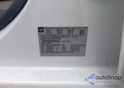 2014 Chevrolet Silverado 1500 1Lz from USA, damaged, VIN 3GCPCSEC5EG474419